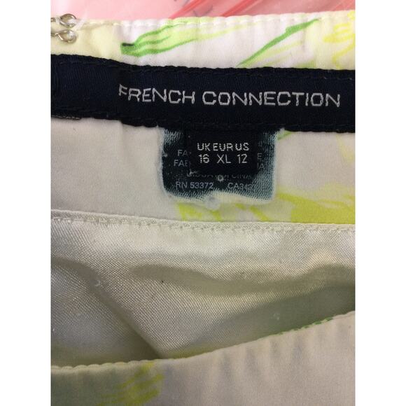 French Connection SZ 12 L Yellow floral Square Neck Pencil Dress cotton used B23 - Picture 4 of 10